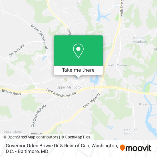 Governor Oden Bowie Dr & Rear of Cab map