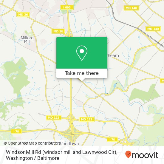 Mapa de Windsor Mill Rd (windsor mill and Lawnwood Cir), Gwynn Oak, MD 21207