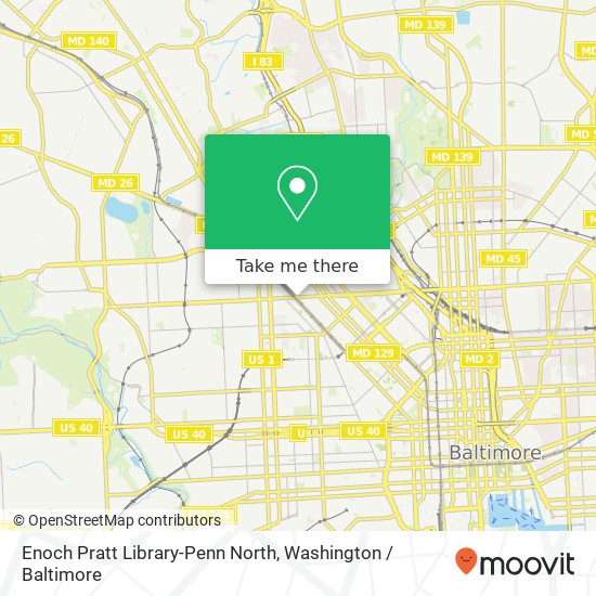 Mapa de Enoch Pratt Library-Penn North