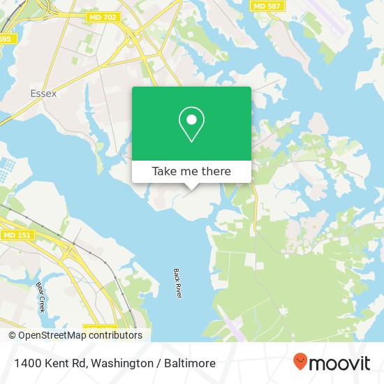 Mapa de 1400 Kent Rd, Essex, MD 21221