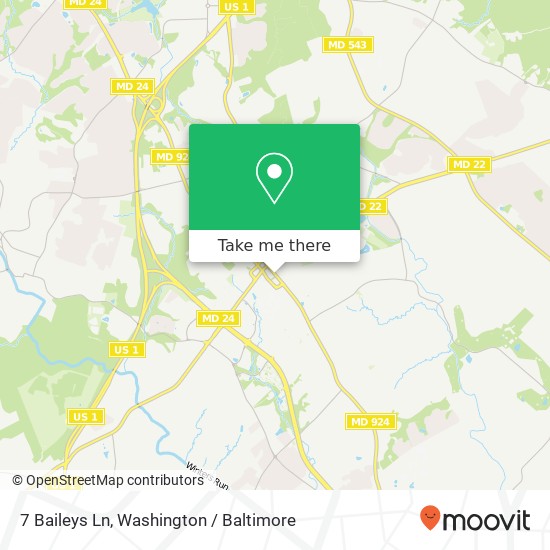 Mapa de 7 Baileys Ln, Bel Air, MD 21014