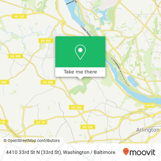Mapa de 4410 33rd St N (33rd St), Arlington, VA 22207