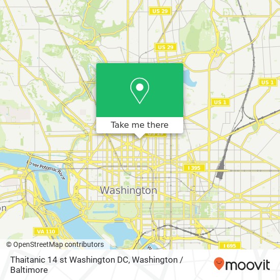 Thaitanic 14 st Washington DC, 1326 14th St NW map