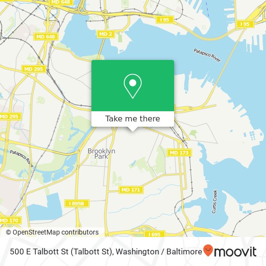 Mapa de 500 E Talbott St (Talbott St), Brooklyn, MD 21225