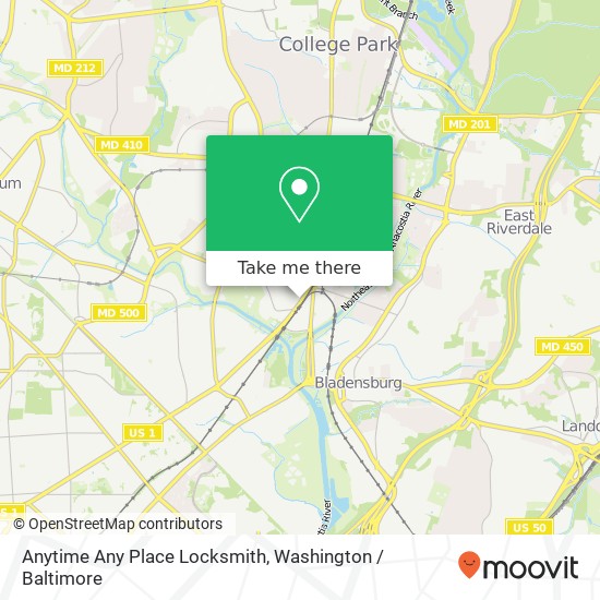 Mapa de Anytime Any Place Locksmith, 4824 Rhode Island Ave