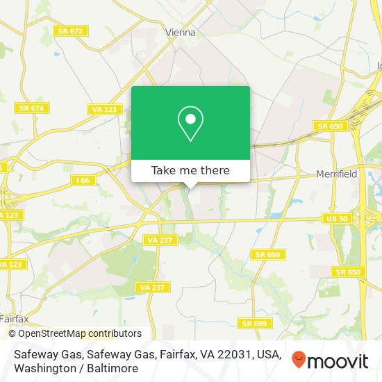 Mapa de Safeway Gas, Safeway Gas, Fairfax, VA 22031, USA