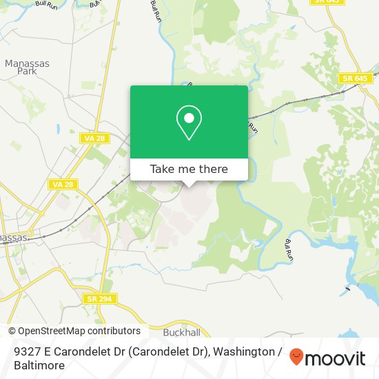 Mapa de 9327 E Carondelet Dr (Carondelet Dr), Manassas Park, VA 20111