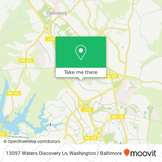 Mapa de 13097 Waters Discovery Ln, Germantown, MD 20876