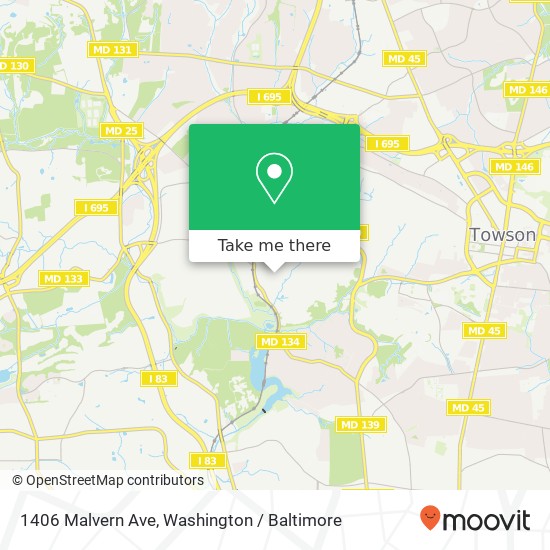 Mapa de 1406 Malvern Ave, Towson, MD 21204