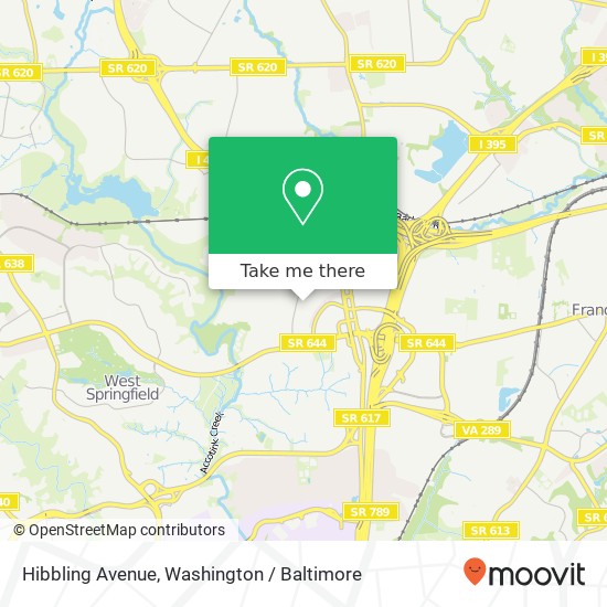 Mapa de Hibbling Avenue, Hibbling Ave, Springfield, VA 22150, USA