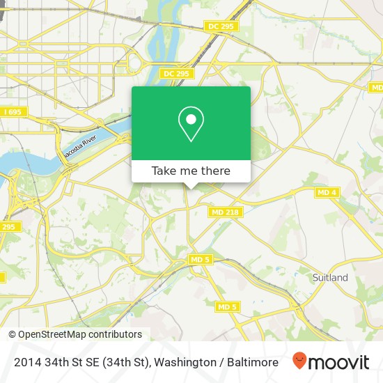 Mapa de 2014 34th St SE (34th St), Washington, DC 20020