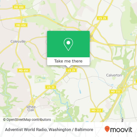 Mapa de Adventist World Radio, 12501 Old Columbia Pike