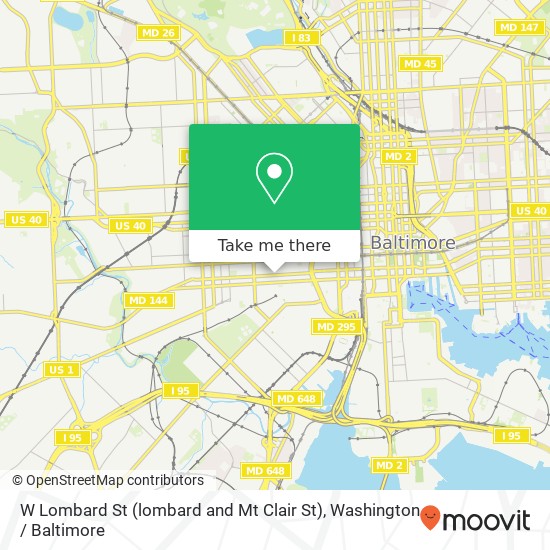 Mapa de W Lombard St (lombard and Mt Clair St), Baltimore, MD 21223