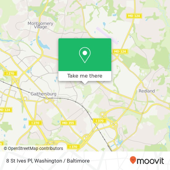 Mapa de 8 St Ives Pl, Gaithersburg, MD 20877