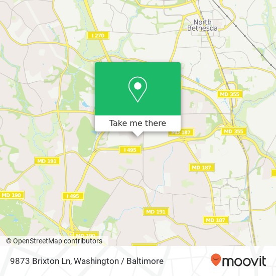 Mapa de 9873 Brixton Ln, Bethesda, MD 20817