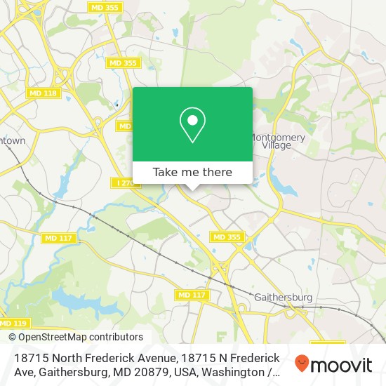 Mapa de 18715 North Frederick Avenue, 18715 N Frederick Ave, Gaithersburg, MD 20879, USA