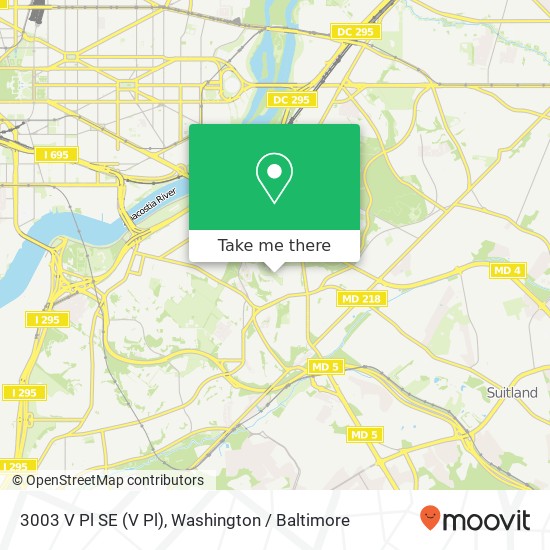 Mapa de 3003 V Pl SE (V Pl), Washington, DC 20020