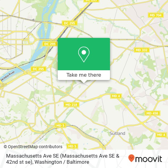 Mapa de Massachusetts Ave SE (Massachusetts Ave SE & 42nd st se), Washington, DC 20020