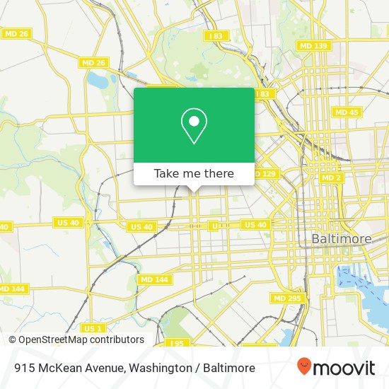 Mapa de 915 McKean Avenue, 915 McKean Ave, Baltimore, MD 21217, USA