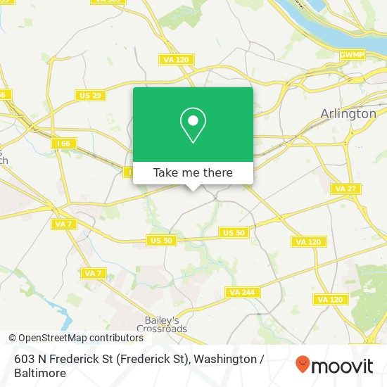Mapa de 603 N Frederick St (Frederick St), Arlington, VA 22203