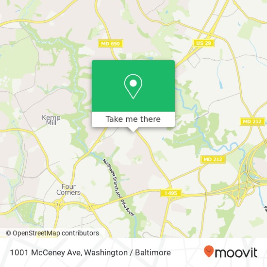 Mapa de 1001 McCeney Ave, Silver Spring, MD 20901