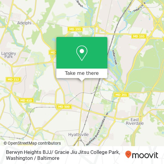 Mapa de Berwyn Heights BJJ/ Gracie Jiu Jitsu College Park, 7100 Baltimore Ave