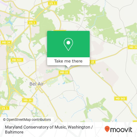 Mapa de Maryland Conservatory of Music, 1200 E Churchville Rd