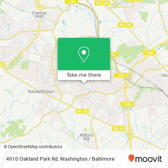 Mapa de 4910 Oakland Park Rd, Randallstown, MD 21133