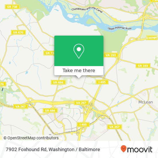 Mapa de 7902 Foxhound Rd, McLean, VA 22102