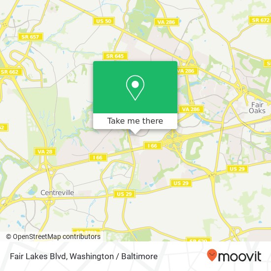 Mapa de Fair Lakes Blvd, Fairfax, VA 22033