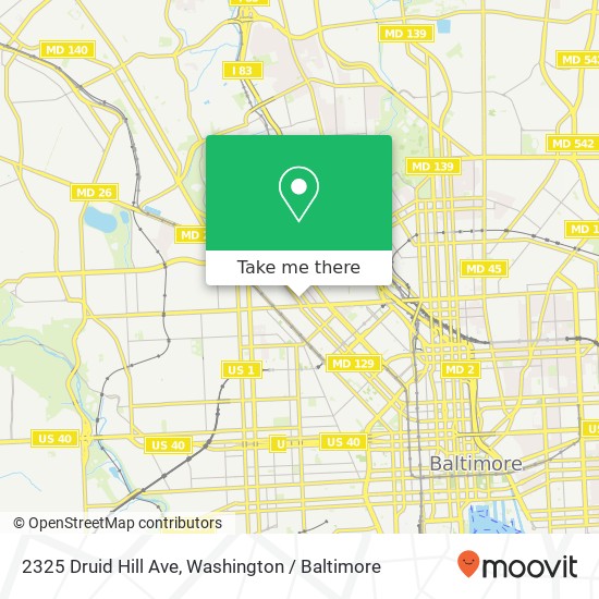 Mapa de 2325 Druid Hill Ave, Baltimore, MD 21217