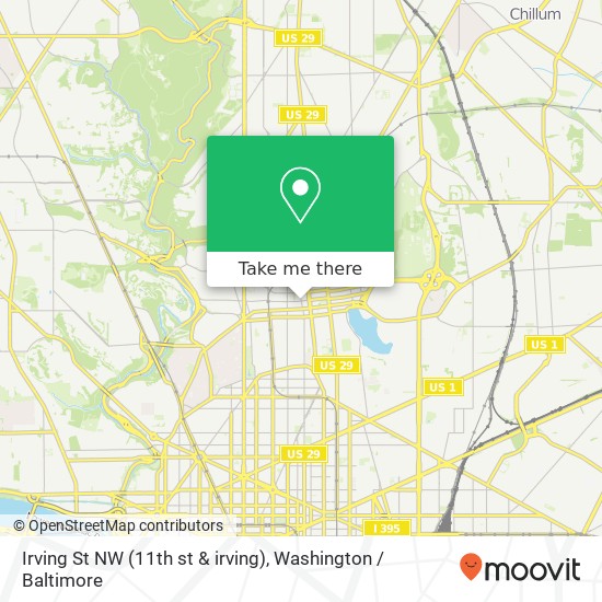 Mapa de Irving St NW (11th st & irving), Washington, DC 20010