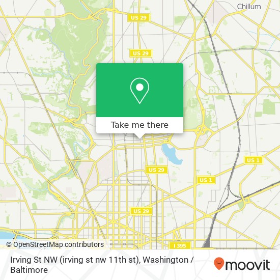 Mapa de Irving St NW (irving st nw 11th st), Washington, DC 20010