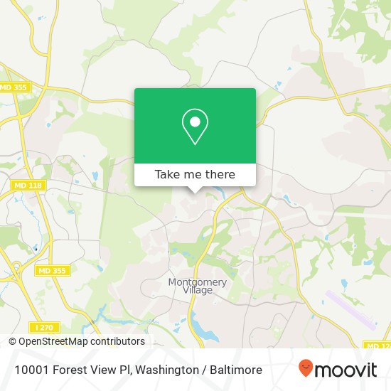 Mapa de 10001 Forest View Pl, Montgomery Village, MD 20886