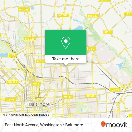 Mapa de East North Avenue, E North Ave & N Wolfe St, Baltimore, MD 21213, USA