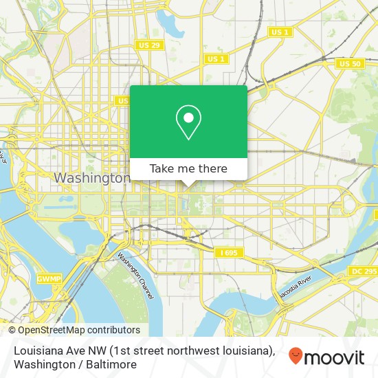 Mapa de Louisiana Ave NW (1st street northwest louisiana), Washington, DC 20001