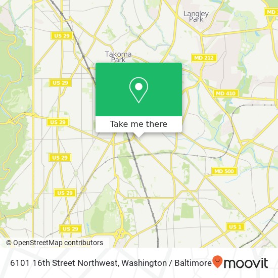 Mapa de 6101 16th Street Northwest, 6101 16th St NW, Washington, DC 20011, USA
