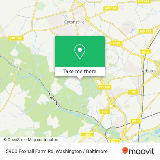 Mapa de 5900 Foxhall Farm Rd, Catonsville, MD 21228