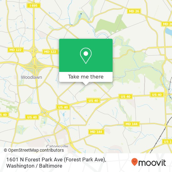 Mapa de 1601 N Forest Park Ave (Forest Park Ave), Gwynn Oak, MD 21207