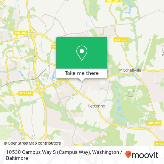 Mapa de 10530 Campus Way S (Campus Way), Upper Marlboro, MD 20774