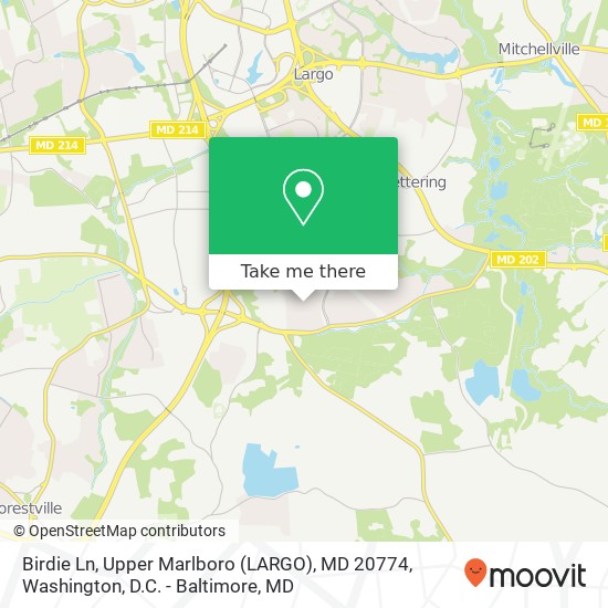Mapa de Birdie Ln, Upper Marlboro (LARGO), MD 20774