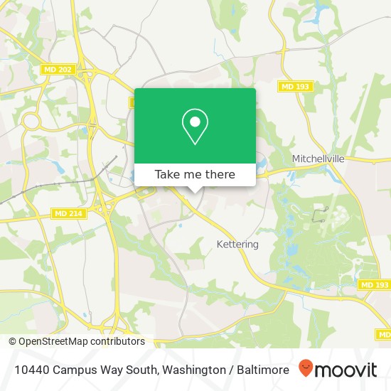 Mapa de 10440 Campus Way South, 10440 Campus Way S, Kettering, MD 20774, USA