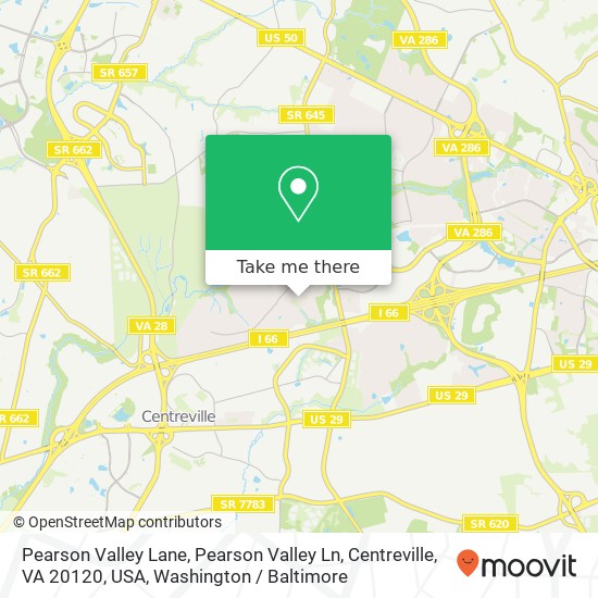 Mapa de Pearson Valley Lane, Pearson Valley Ln, Centreville, VA 20120, USA