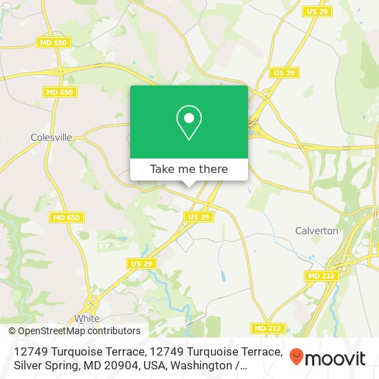 Mapa de 12749 Turquoise Terrace, 12749 Turquoise Terrace, Silver Spring, MD 20904, USA