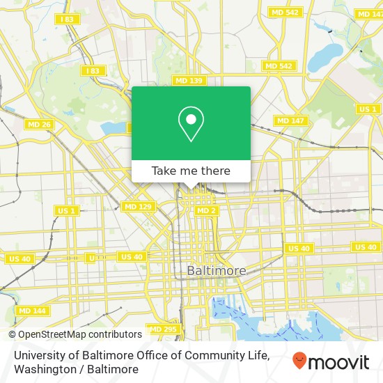 Mapa de University of Baltimore Office of Community Life, 1420 N Charles St