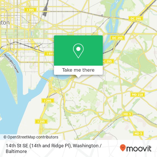 Mapa de 14th St SE (14th and Ridge Pl), Washington, DC 20020