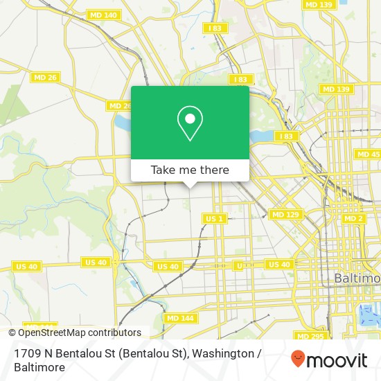 1709 N Bentalou St (Bentalou St), Baltimore, MD 21216 map