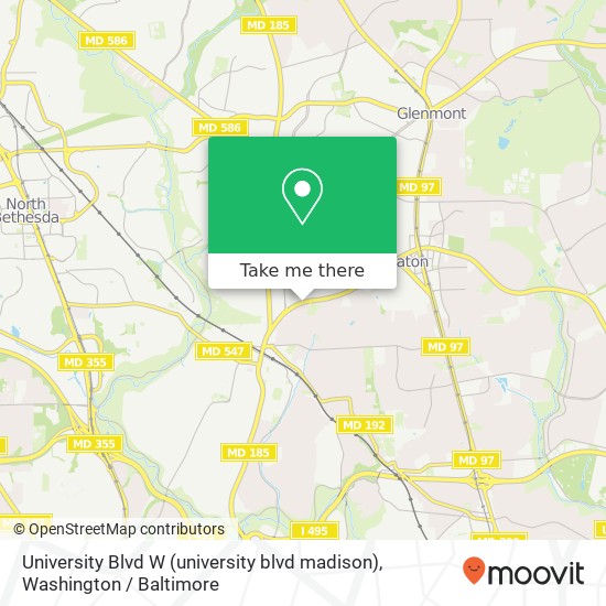 Mapa de University Blvd W (university blvd madison), Kensington, MD 20895