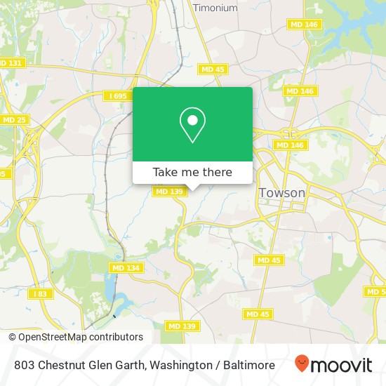 Mapa de 803 Chestnut Glen Garth, Towson, MD 21204