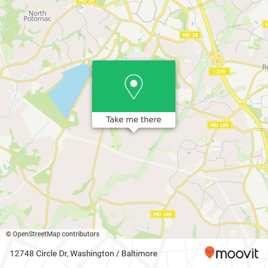 Mapa de 12748 Circle Dr, Rockville, MD 20850